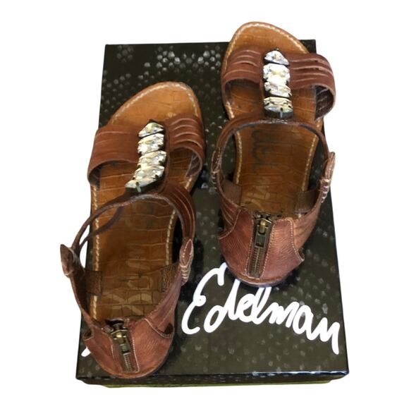 Sam Edelman Galina Coffee Bean Zip Back Leather Gladiator Sandals Womens Sz 7.5M - Picture 6 of 12
